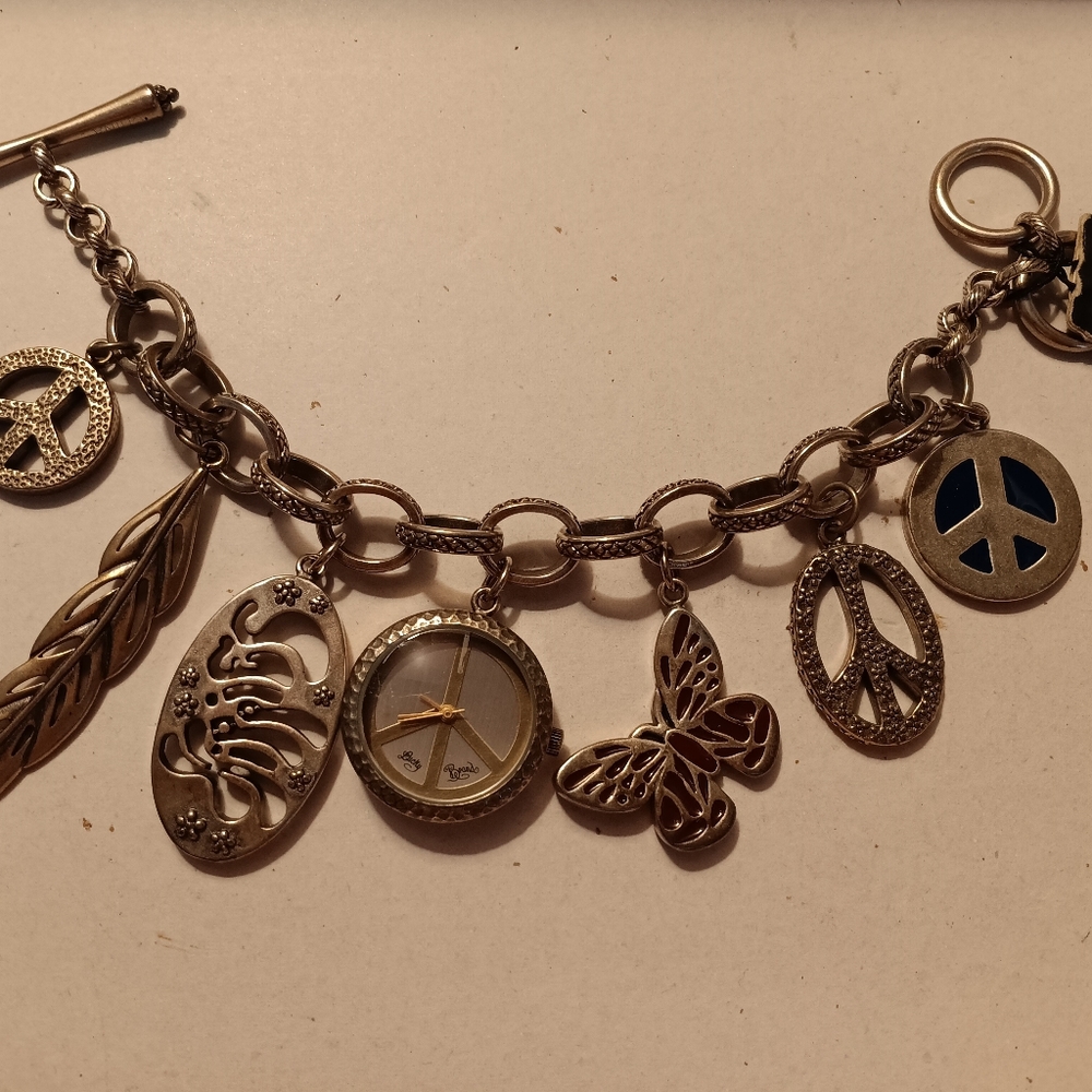 Gold Lucky Brand charm watch